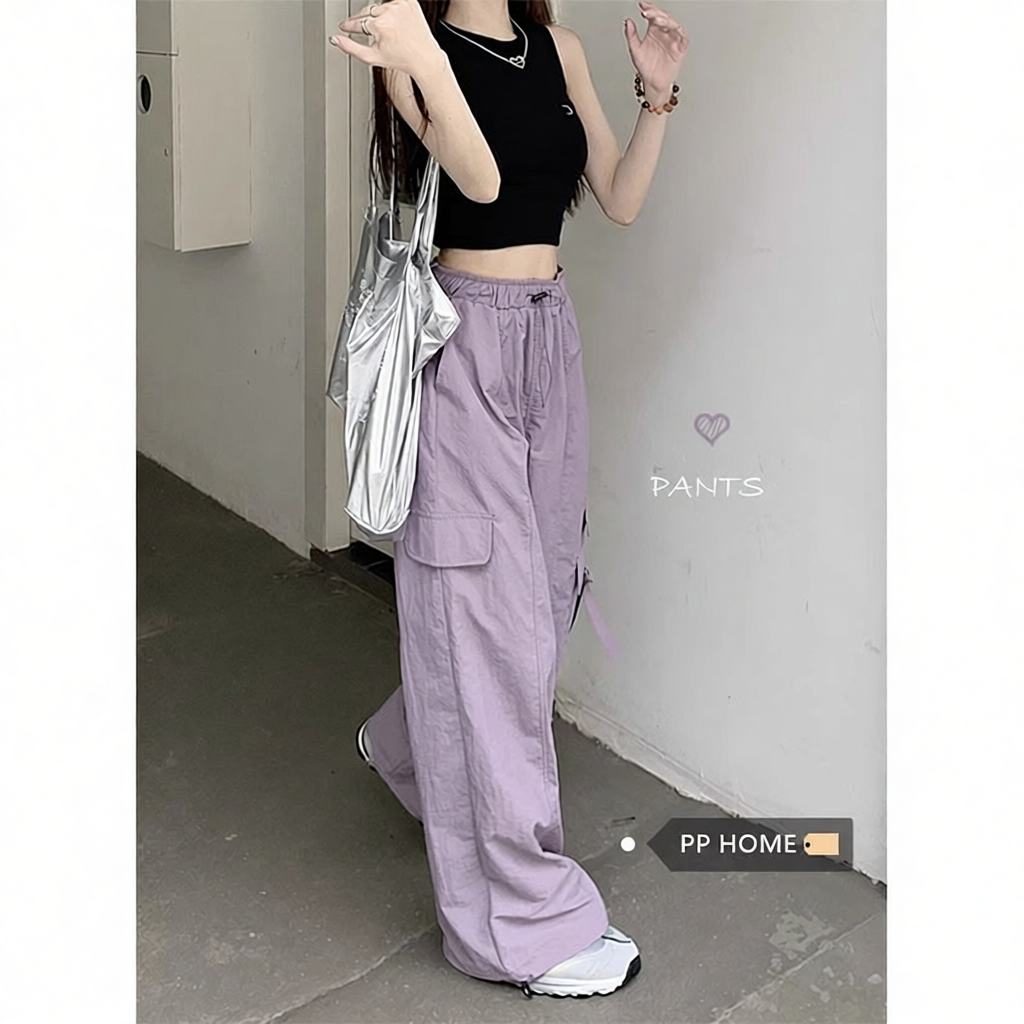 2026新款紫色工装裤女款速干夏季