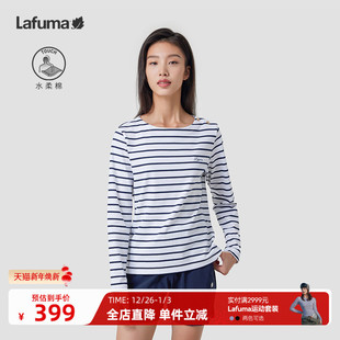 LAFUMA乐飞叶户外条纹圆领长袖 T恤女休闲打底上衣