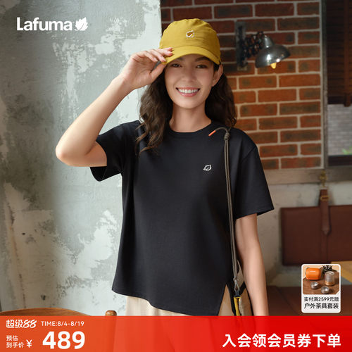 乐飞叶圆领宽松短袖T恤女