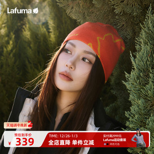 LAFUMA户外秋冬保暖护耳针织帽女士运动休闲提花叶子