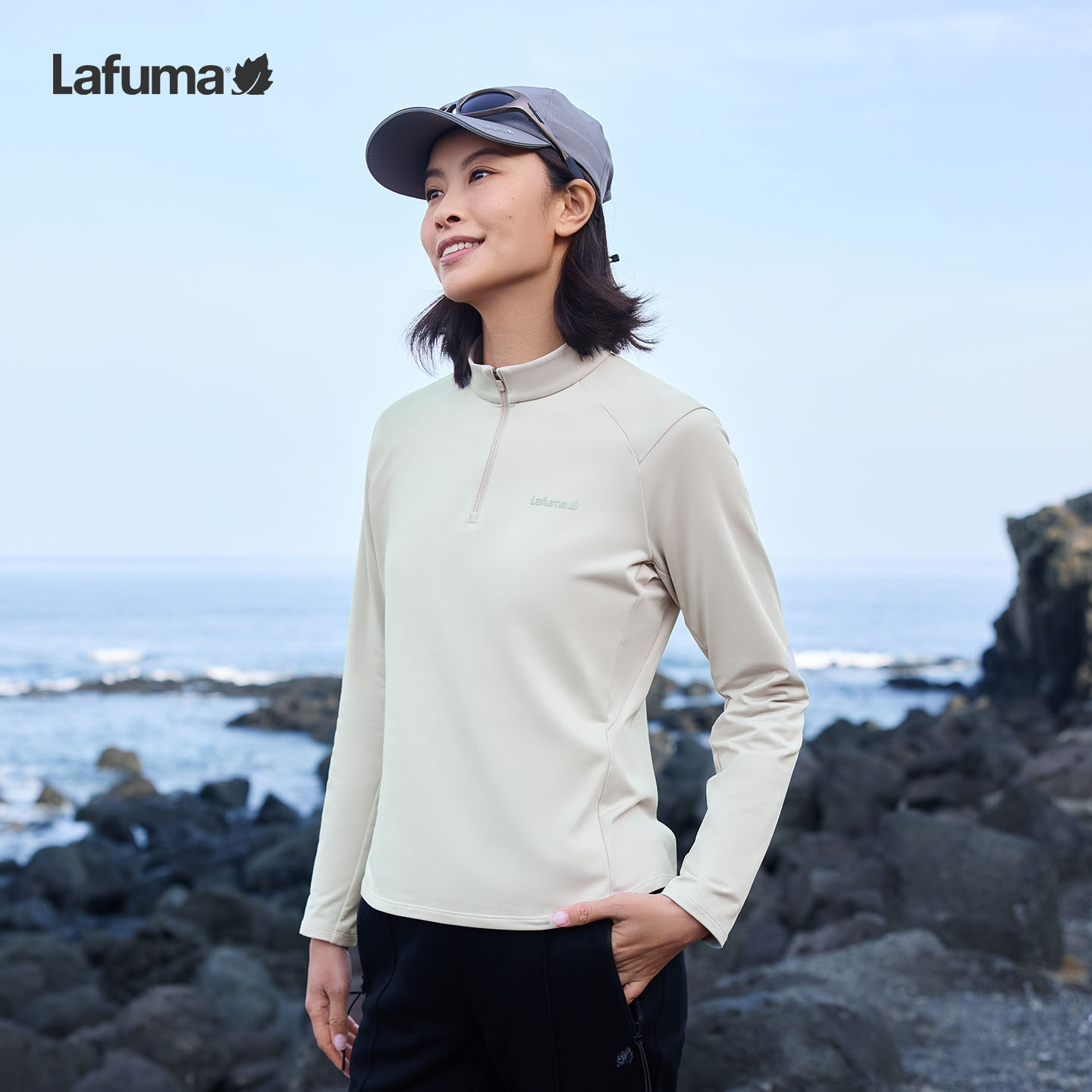 乐飞叶LAFUMA户外半拉链长袖T恤男女舒适磨毛时尚保暖打底衫,户外/登山/野营/旅行用品,户外休闲衣,淘宝优惠券,粉丝福利购,淘宝优惠卷