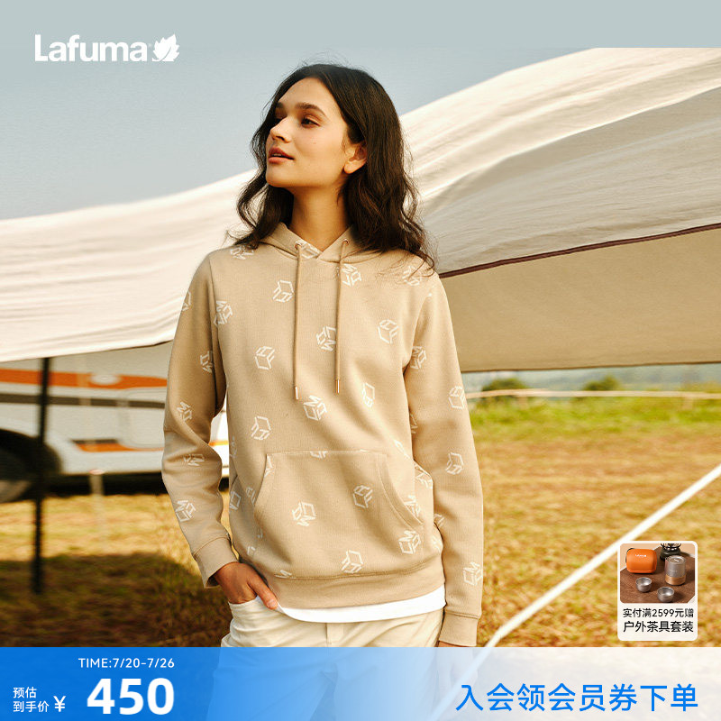 法国LAFUMA乐飞叶户外跑步健身休闲连帽印花卫衣女运动慢跑上衣