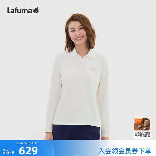 乐飞叶户外V领Polo衫长袖T恤女