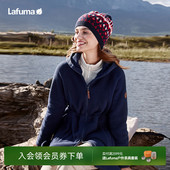 LAFUMA乐飞叶户外露营保暖抓绒衣女款 连帽摇粒绒外套 中长款