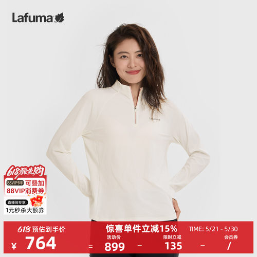 乐飞叶半拉链长袖T恤女