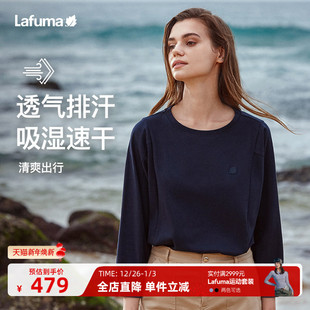 休闲卫衣速干上衣新款 LAFUMA乐飞叶户外露营宽松长袖 T恤女打底衫