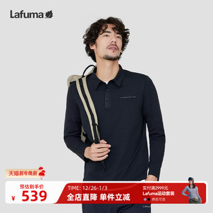 休闲防紫外线翻领POLO打底衫 Lafuma乐飞叶吸湿速干长袖 T恤男装