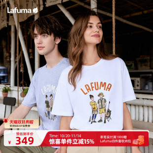 Lafuma乐飞叶露营胶囊系列男女情侣款 T恤 休闲宽松印花圆领短袖