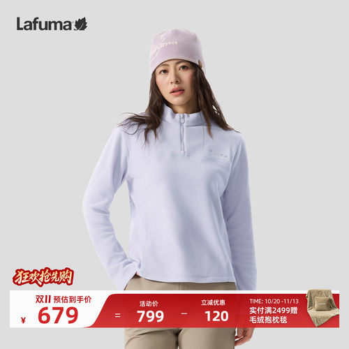乐飞叶半拉链保暖长袖T恤女