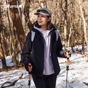 乐飞叶LAFUMA户外秋冬保暖连帽冲锋衣羽绒服男女情侣防风防水
