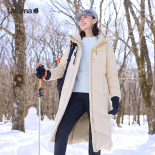 乐飞叶LAFUMA户外拒水防风保暖羽绒服女过膝长款 大鹅绒防寒外套男