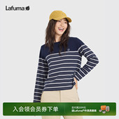 LAFUMA乐飞叶户外女士条纹长袖 T恤水柔棉圆领慵懒风休闲上衣