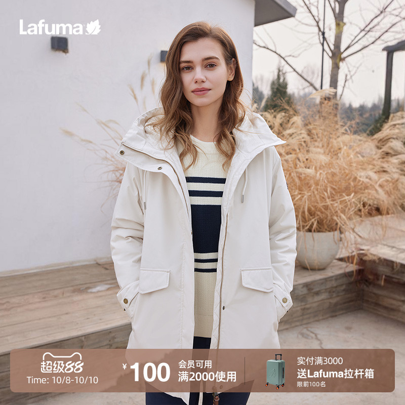 LAFUMA乐飞叶户外24秋冬防泼水防风连帽保暖3M棉服女保暖棉衣外套
