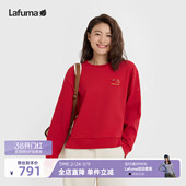 LAFUMA乐飞叶户外新年红色圆领卫衣女宽松马年限定上衣