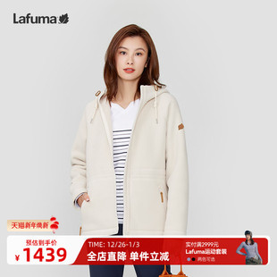 LAFUMA乐飞叶户外秋冬加厚Polartec保暖抓绒衣女连帽摇粒绒外套