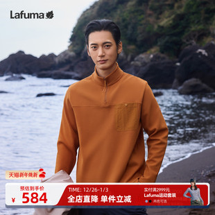 运动休闲打底衫 T恤男士 乐飞叶户外秋冬半拉链立领薄绒长袖 Lafuma