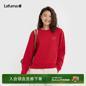 LAFUMA乐飞叶户外新年红色圆领卫衣女宽松马年限定上衣