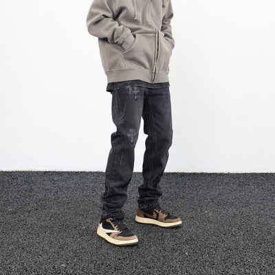 JDKZ十字架贴皮牛仔裤