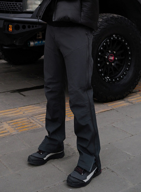 JDKZ秋冬鸟家户外机能冲锋裤男侧拉链防水防风加绒加厚登山休闲裤