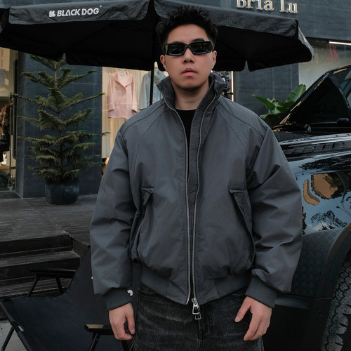 冬款白鸭绒美式解构立领三防夹克