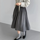 那末 美术生 韩系学院风纯色百褶裙女温柔气质压褶显瘦中裙