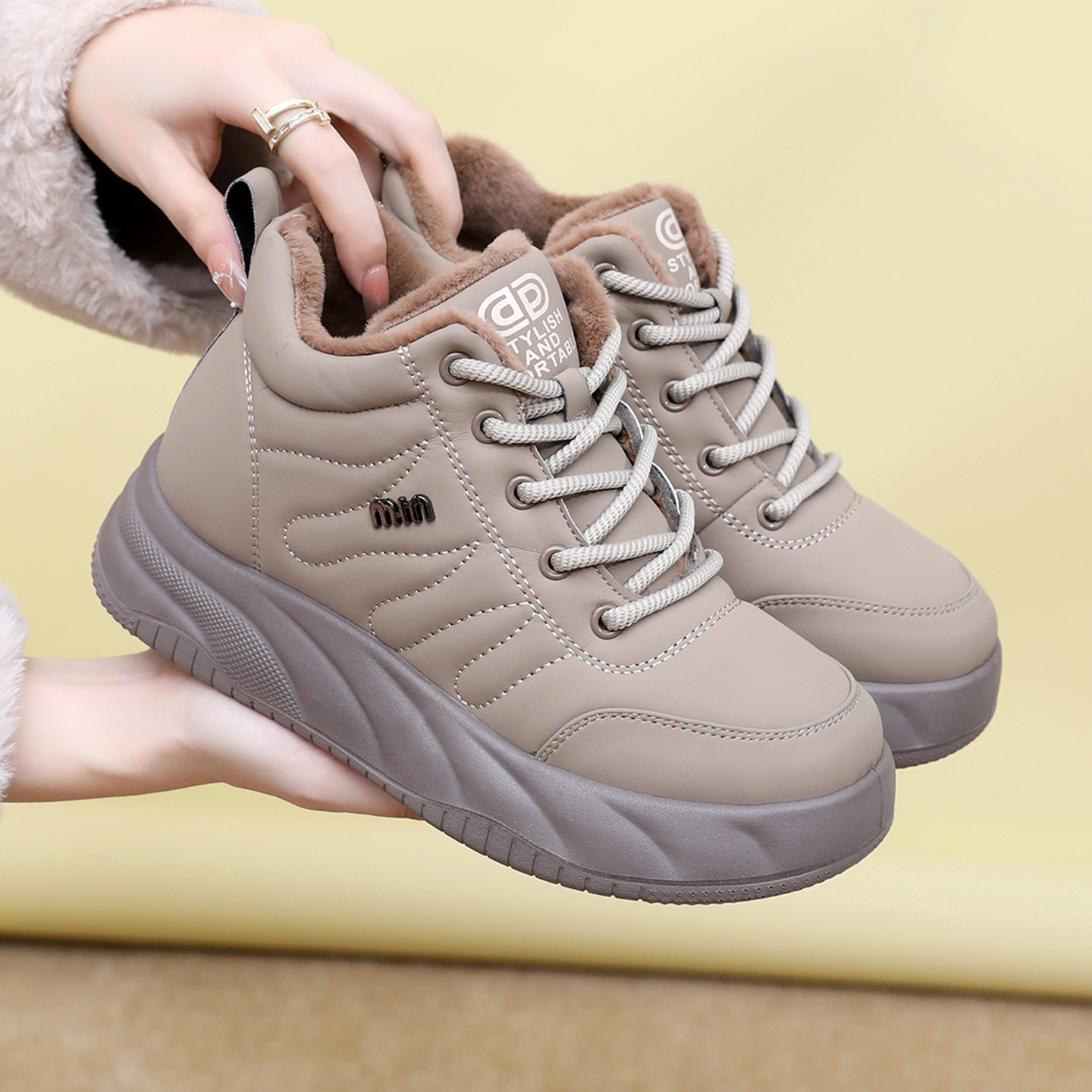 老北京布鞋加绒保暖高帮鞋女厚底系带面包鞋休闲运动鞋冬季棉鞋,女鞋,高帮鞋,淘宝优惠券,粉丝福利购,淘宝优惠卷