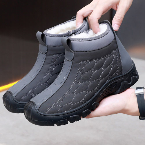 老北京棉鞋男款冬季防水纯羊毛加绒加厚防滑轻便橡胶底爸爸雪地靴