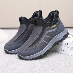 轻便鞋 舒适一脚蹬棉鞋 男加绒保暖防滑软底中老年爸爸鞋 老北京布鞋