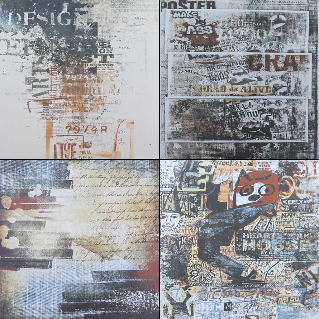 美式涂鸦地砖报纸砖600仿古砖水泥砖花砖工业风个性餐厅瓷砖墙砖