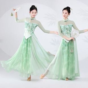 上春山舞蹈服装入画江南演出服旗袍领古典舞纱衣大摆裙套装中国舞