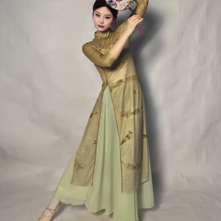入画江南舞蹈服装寻茶古典舞演出服旗袍纱衣扇子舞伞舞油纸伞表演