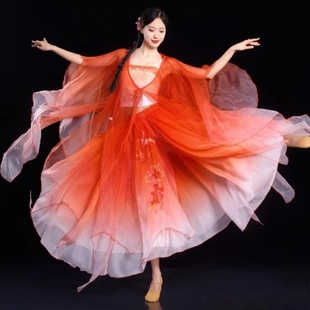 长安三万里古典舞大袖 超仙飘逸小雨演出服古风大摆裙锦鲤表演服 衫