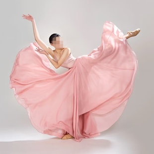 古典舞半身裙720度双层大摆裙中国舞艺考练功服一路生花舞蹈裙仙