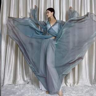 古典舞青蛇交叉领系带舞纱衣飘逸程潇同款渐变色前世今生舞蹈服女