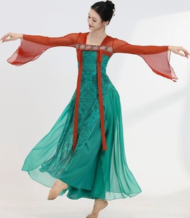 唐宫夜宴舞蹈服装汉唐舞齐胸大码纱衣飘逸裙裤套装丽人行演出服女