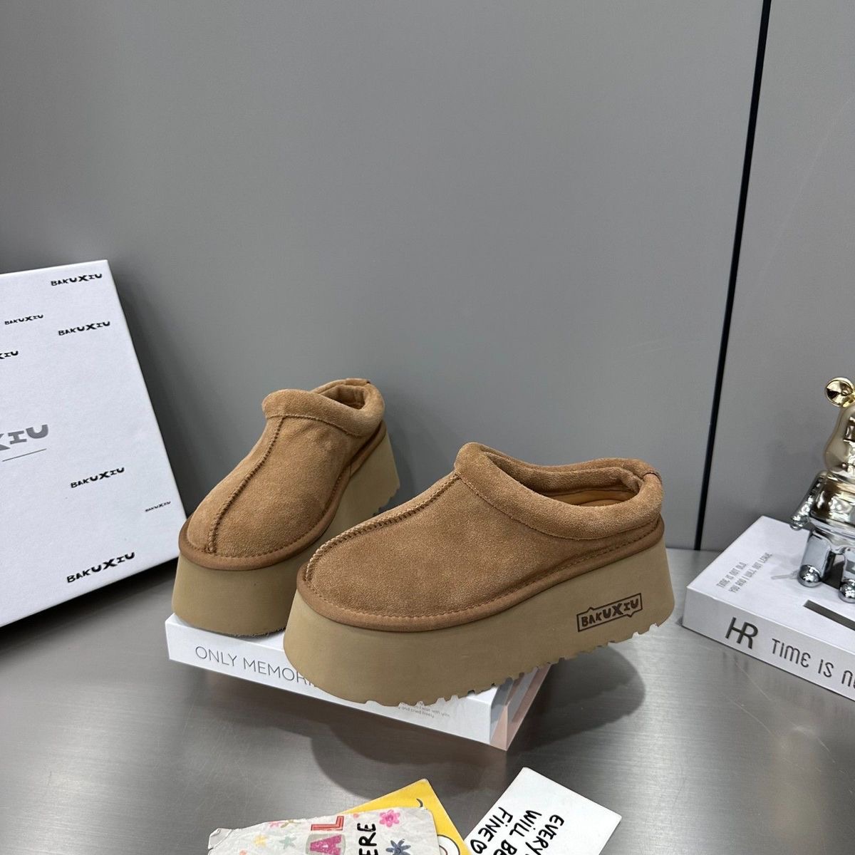 包头半拖鞋女秋冬2025新款增高松糕底百搭厚底一脚蹬懒人鞋博肯鞋