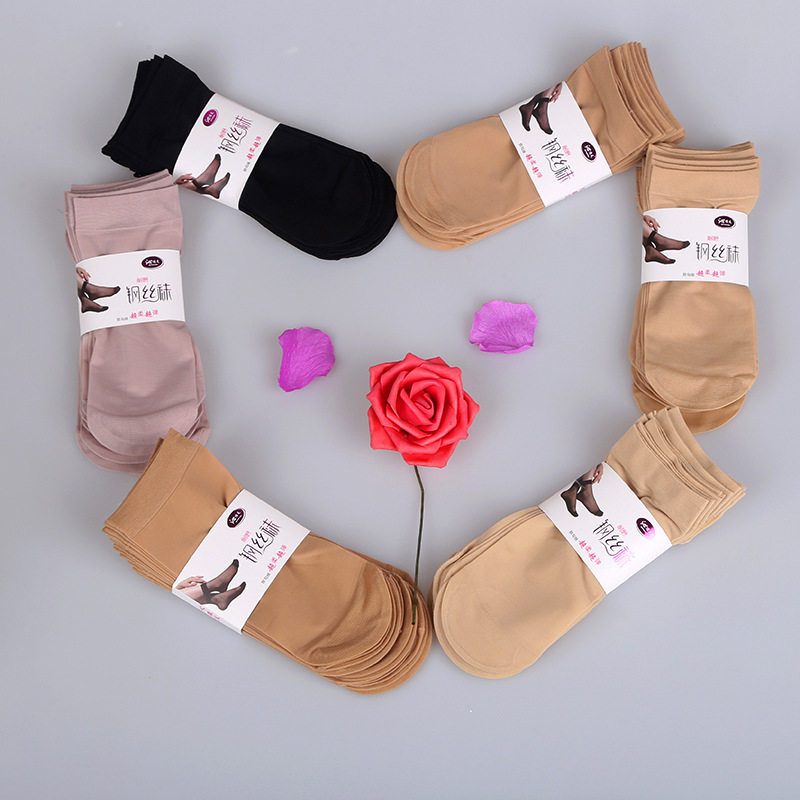 春秋钢丝袜耐磨防勾丝女士短丝袜超弹超柔天鹅绒袜子厂家