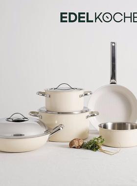 韩国进口Edelkochen小汤锅不锈钢无涂层辅食锅双耳炖锅泡面锅奶锅