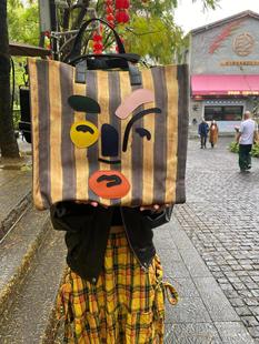 爱去踢踢by九斤斜挎手拎包包旅行小众单肩托特包大容量女帆布大包