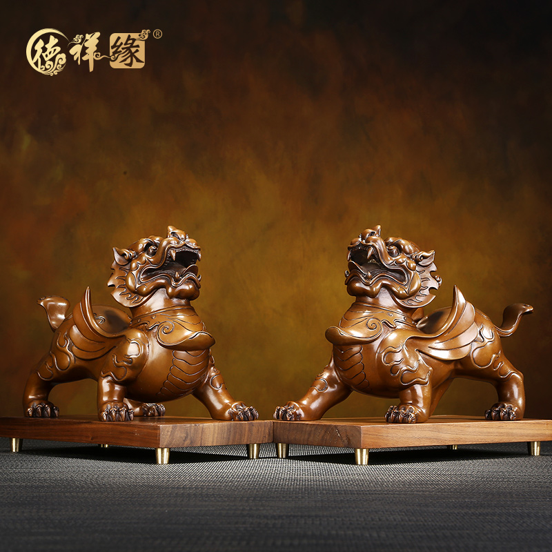 紫铜貔貅摆件一对客厅办公室礼品