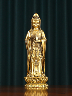 黄铜观音摆件南海菩萨站像铜工艺品家居饰品观世音立像