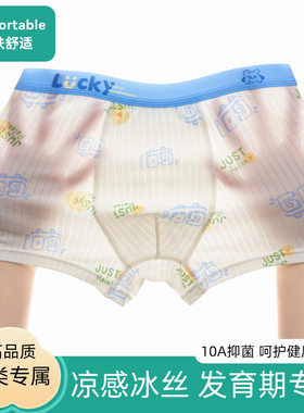 儿童内裤男童冰丝夏薄款中大童青少年发育期11周岁高中四角裤平角