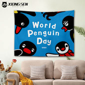 NASA联名企鹅pingu周边挂布宿舍卧室沙发墙背景布墙面装 饰画挂毯