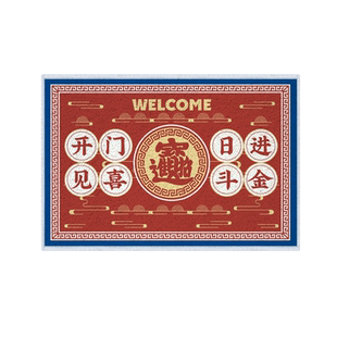 钱来拜访财源滚滚前兔似锦美好祝福仿羊绒硅藻泥地垫入户垫子脚垫