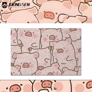 NASA联名lulu猪丝圈地垫室外门内防滑蹭土玄关入户进门口脚垫子