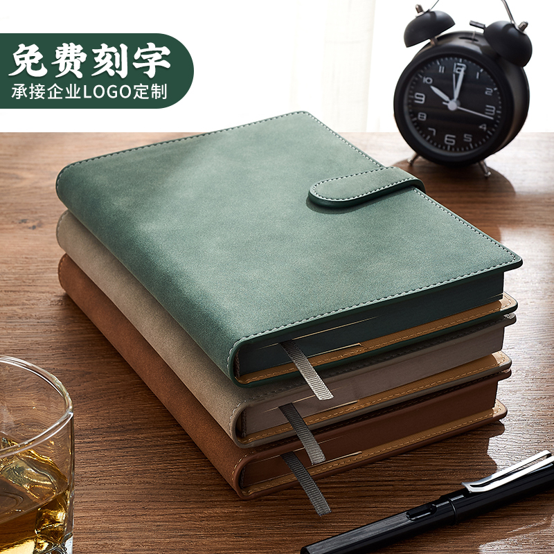 简约复古A5笔记本本子商务办公用工作会议记录横线记事本精致大学生考研加厚学习摘抄手账日记本子可定制logo