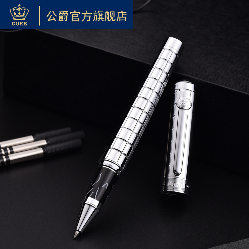 签字笔金属重手感duke旗舰店德国公爵宝珠笔黑色0.5商务高档厚粗男女士M01礼盒装全钢复古色中性笔ins冷淡风