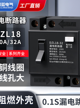 家用漏电断路器DZL18 20A开关保护器DZ18L 20A带灯型老型