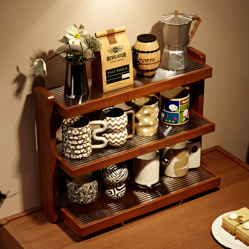 杯子收纳置物架办公室工位咖啡杯架桌面茶叶茶杯多层水杯储物架子