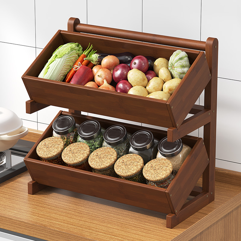 厨房多层移动推车储物架果蔬零食置物架餐厅复古风收纳架餐车边几